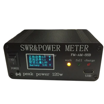 1.8 MHz-50MHz 0,5 W-120 w-os ADK HF Rövid Hullám állóhullám Méter ADK -, illetve Teljesítmény-Mérő + Akkumulátor + OLED FM AM CW SSB