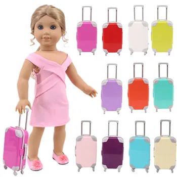 18 hüvelyk Baba Mini Csomagokat Doboz Baba Kiegészítők Bőrönd Tiszta Szín Poggyász lalafanfan 18 inch Lány/Paola Reina Babák Játék