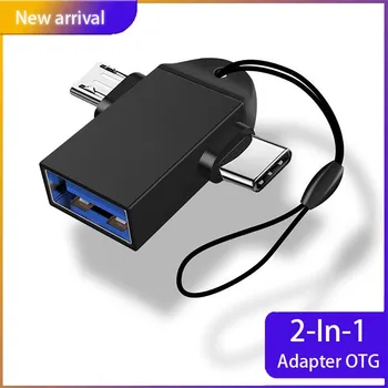 2 az 1-ben OTG Adapter USB 3.0 Női Mikro USB-C Típusú Férfi Csatlakozó Alumínium Ötvözet Adapter Átalakító A xiaomi samsung