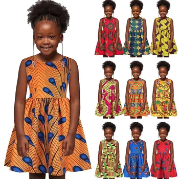 2023 Nyári Baba, Kisgyermek Gyerek Ruhákat Afrikai Bohém Stílus Baba Ruhák Geometria Nyomtatott Fodros Ujjú Lány Hercegnő Ruha