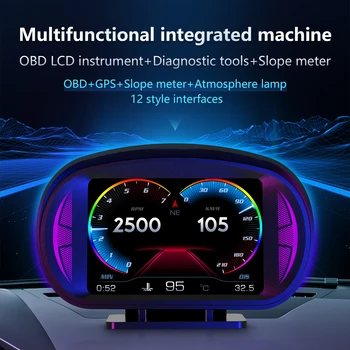4 inch HUD OBD+GPS Okos Autó, Head-up Display fordulatszám-túllépés, Feszültség, Víz, Hőmérséklet Riasztás Lejtőn Méter Sebességmérő, Autó Tartozékok