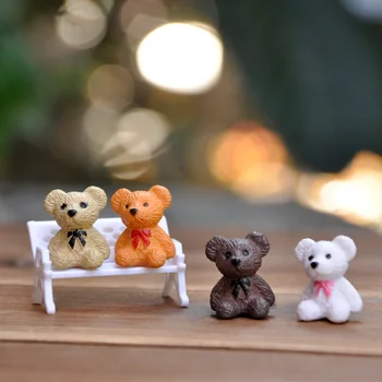 4 Stílus Mini Medve Baba Díszek Moss Micro Táj, Növény, Kedves Állatok Lakberendezési Kiegészítők Tündér Kert Figura