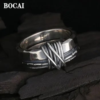 BOCAI Új S925 Ezüst Ékszerek, Kiegészítők, Kézzel készített München Ipari Stílus Úttörője Gyűrű, Férfi, Divatos, Személyre szabott Ajándékok