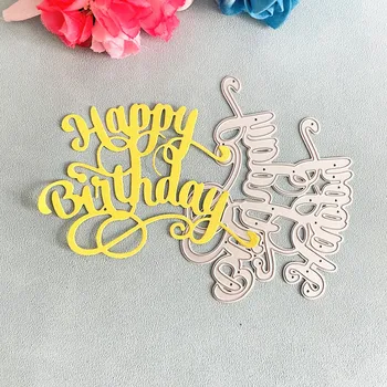 boldog születésnapot szó dekoráció meghalni fémforgácsolási Meghal DIY Scrapbook Papír Kártyák Dombornyomás Kézműves Meghalni Vágott kézzel készített kézműves