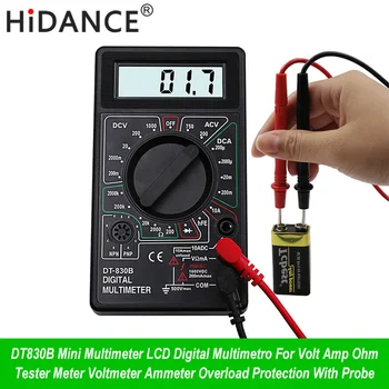 HiDANCE Mini LCD Digitális Multiméter Az Voltos Erősítő Ohm Mérő Teszter Voltmérő Árammérő Túlterhelés elleni Védelem A Szonda