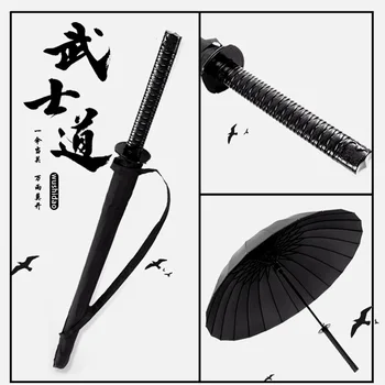Kreatív Japán Szamuráj Esernyő Levehető Fogantyú Automatikus Hosszú, Fekete Esővédő Harcos, Nindzsa -, mint a Kard Haza Esőben Esernyő