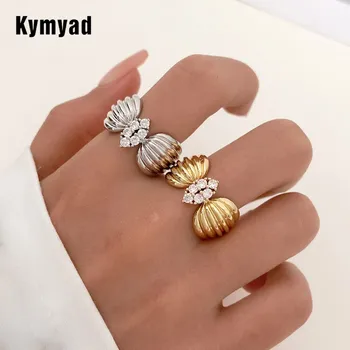 Kymyad Réz Gyűrű Női Arany Ezüst Színű, Nyitott, Állítható Gyűrű Nő Kristály Ékszerek Shell Csehország Gyűrűk