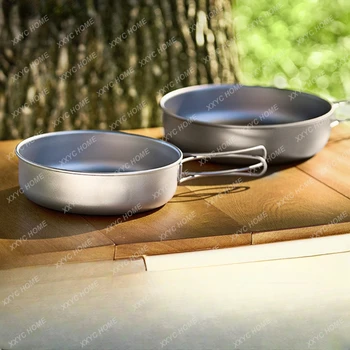 Kültéri Titán Serpenyőben Camping Kemping Főző Piknik Tiszta Titán Pot Könnyű, Hordozható Összecsukható Asztali
