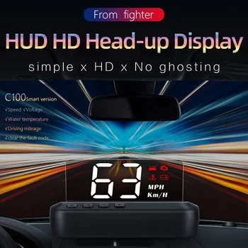 Legújabb OBD2 HUD Tükör Autó Head Up Display C100 HUD Digitális Sebesség Projektor Riasztó vízhő RPM KMH MPH Sebességmérő