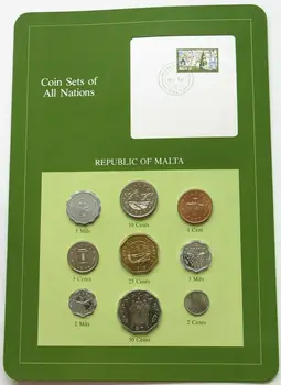 Málta Teljes Készlet 9 Érmék, Érme Meghatározott 1972 -- 1982 Franklin Tokozott a Bélyegek