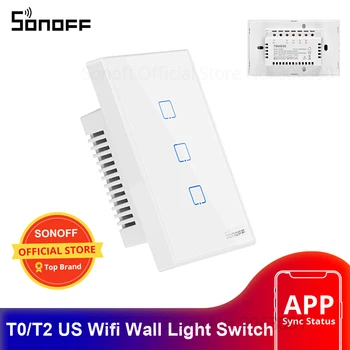 SONOFF Outlet T0/T2 MINKET Wifi Smart Switch Touch/WiFi/ RF/APP Távirányító-Fali Touch Kapcsoló Működik, Alexa Intelligens Otthon