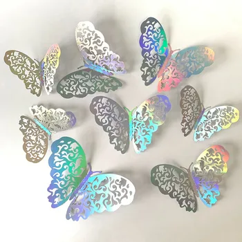 12db Világító Pillangó Fali Matricák Diy Hálószoba, Nappali, Otthon Dekoráció 3d Színes Pillangó Világító Fali Matricák