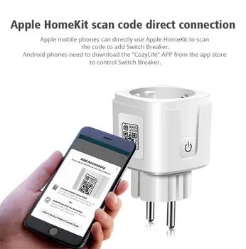 16A HomeKit Smart Plug EU WiFi Csatlakozó Üzletekben Időzítő Menetrend Távoli Hang Vezérlés Siri Alexa, a Google Asszisztens SmartThings