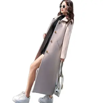 2022 Őszi-Téli Hosszú Gyapjú Kabát Női egyszínű egysoros Slim Divat Meleg Gyapjú Kabátot ballonkabát
