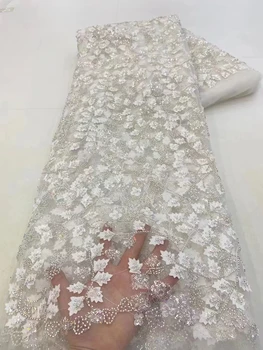 3D háromdimenziós Levél Javítás Csipke Hímzés Szövet Finom Gyöngyös Flitteres Esküvői Ruha Party ruha DIY szövet 5-ös méret