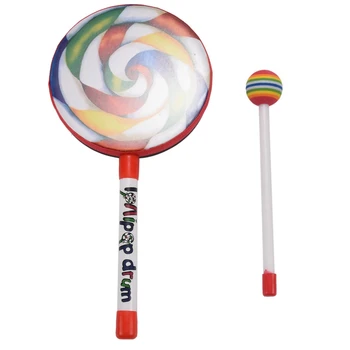 6X Gyerekek Ütőhangszerek Lollipop Dob, 6Inch