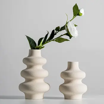 A Modern Kerámia Virág Váza Fehér, Kerek Északi Pamps Bohém Lakberendezési Nappali, Hálószoba, Iroda Üdvözlő Ajándék