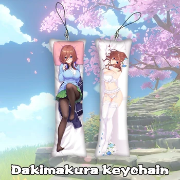 A Tömör Ötös Ikrek Dakimakura Kulcstartó Kétoldalas Anime Nakano Miku Mini Kulcstartó Lógó Dísz Telefon Aranyos Ajándék