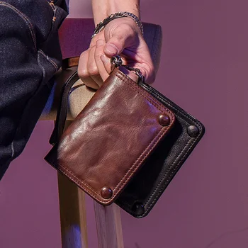 AETOO Bőr kis táska férfi függőleges dagály márka puha bőr nagy kapacitású retro multifunkcionális vezetői engedély kártya táska