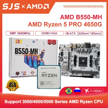 AMD Új Ryzen 5 4650G R5 4650G +SJS AMD B550M Alaplap 3,7 GHz-es, 6-Core 12-Szál CPU Micro-ATX B550 DDR4 64G Socket AM4