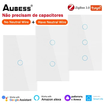 Aubess Zigbee Okos Kapcsoló Semleges vezeték/Nem Semleges vezeték Szükséges MINKET Smart Switch Működik, Alexa, a Google Haza, Alice