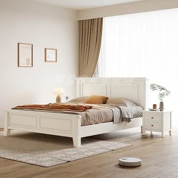 Az északi fehér tömör fa ágy modern, egyszerű, 1,8 m-es kétszemélyes ágy 1,5 m fény luxus ágy, hálószoba, nagy doboz tároló ágy