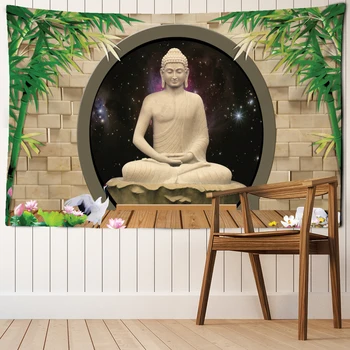 Bambusz Erdő Indiai Buddha Gobelin Falra Buddhista Pszichedelikus Boszorkányság Bohém Stílus Hippi Lakberendezés