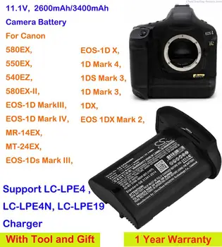 Cameron Kínai 2600mAh/3400mAh Kamera Akkumulátor LP-E4N Canon 580EX II,580EX,550EX,540EZ,MR-14EX,MT-24EX,1DX,1DS Mark 3,580 EX-II.