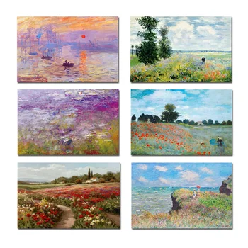Claude Monet Híres Festmény, Vászon Nyomatok Poppy Mezők Benyomást Napkelte Wall Art Retro Táj Kép a Szoba Decor Freskó