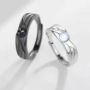 Gyűrű Fekete, Fehér, Két-color Trend Állítható Gyűrű Retro Máz Holdkő Design Pár Kéz Díszek Alkalmas Barátnő