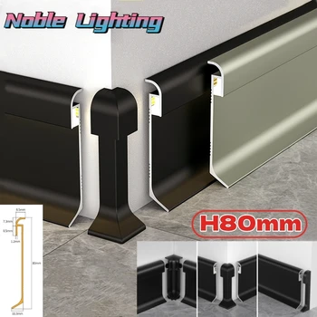 H80mm Felületre Szerelt LED-es Lábazati Line Alumínium Profil, Fal, Berendezés Készítő Testület Háttérvilágítás Csatorna Lépcső Sarki Bárban Szalag Fény