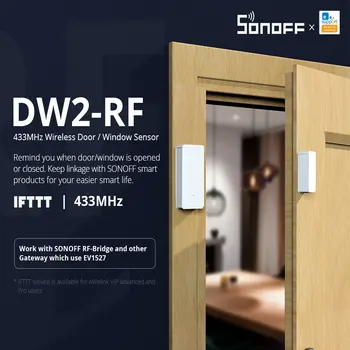 Itead SONOFF DW2 RF 433Mhz Vezeték nélküli Ajtó Ablak Érzékelő Figyelmeztető Értesítés Okos Jelenet Home Security Működik Sonoff RF Híd
