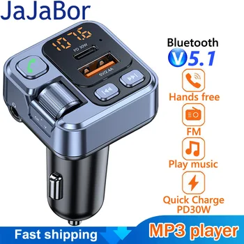JaJaBor FM Transmitter Autóba Zene MP3 Lejátszó 3,5 mm-es AUX Audio Receiver C Típus PD 30W Gyors Töltés Bluetooth Kihangosító Autóskészlet