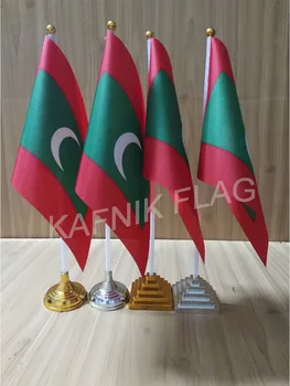 KAFNIK,5/10db sok Maldív-szigetek asztal íróasztal zászló banner 14*21 cm zászló /Műanyag zászlók vagy a tapadókorongok a választás ingyenes szállítás