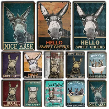 Klasszikus Donkey Fém Adóazonosító Jel Emléktábla Retro Plakát Tin Festmény Wc Parasztház Haza Bár Hálószoba Kávézó falfestés Dekoráció