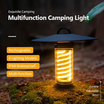 Kültéri Hordozható Kemping Lámpa 4 Világítási Mód Akkumulátor, Vízálló Sátor Lámpa, LED Lámpa Lóg Lámpás Sürgősségi Lámpa