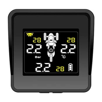 Napelemes Vezeték nélküli Gumiabroncs-Nyomás figyelő Rendszer Motorkerékpár TPMS Gumiabroncs Nyomás Monitor LCD Kijelző 3 Külső Érzékelők