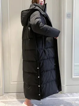 női téli kabát Divat Kabát Vastag Meleg Kabátja Hölgy Pamut Parka Kabát, Hosszú jaqueta Téli kabát kapucnival 2021