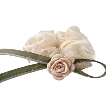 Tavaszi Új Szalag Camellia Vastagbél Hajpánt Temperamentum Lófarok Gumi Haj Kötél Magas Minőségű Haj Kötél
