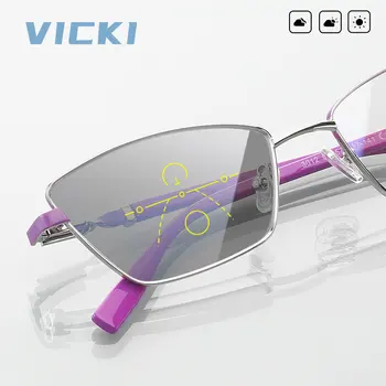 VICKI Klasszikus Négyzet Photochromic Progresszív Multifocus Olvasó Szemüveg Nők Elleni Blue Ray Távollátás Receptet Szemüveg