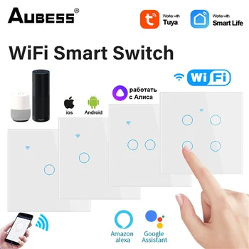 Wifi Fali Panel Alexa, A Google Haza Smart Touch Kapcsoló Intelligens Élet App Intelligens Otthon Automatizálás Semleges Vezeték Kapcsoló Tuya