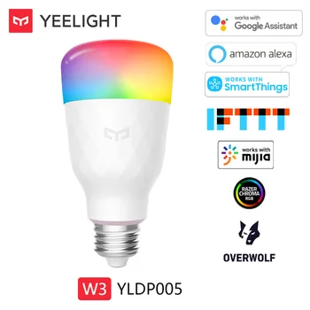 Yeelight Smart LED Színe Izzó W3 Többszínű Hangulat Lámpa 900lm 8W App hangvezérlés Működik a Google Haza Alexa IFTTT Mijia