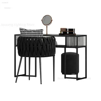 Északi Kreatív Dupla Köröm Manikűr Asztal Lámpa Luxus Köröm Asztal, Szék, Beállítása Egyszerű, Modern, Edzett Üveg Manikűr Asztal