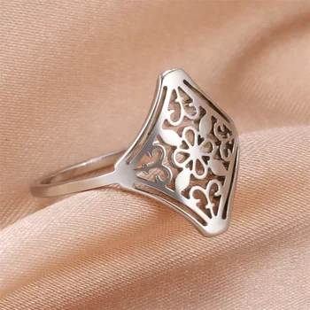 Évjárat Üreges Virág Gyűrű A Nők Esztétikai Esküvői Pár Gyűrűk Bohém Ezüst Színű Gyűrűk Ujját Bohém Ékszerek, Ajándék