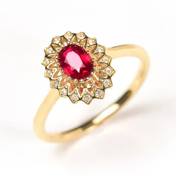 Új Kényes Divat Virág Alakú Utánzat Vörös Turmalin Drágakő Nyílt Női Gyűrű