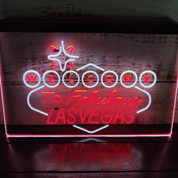 Üdvözöljük a Las Vegas-i Kaszinóban, söröző, 2 Színes Kijelző LED-es Neon Sign Wall Art a Haza,Szoba,Hálószoba,Iroda,Parasztház Dekoráció